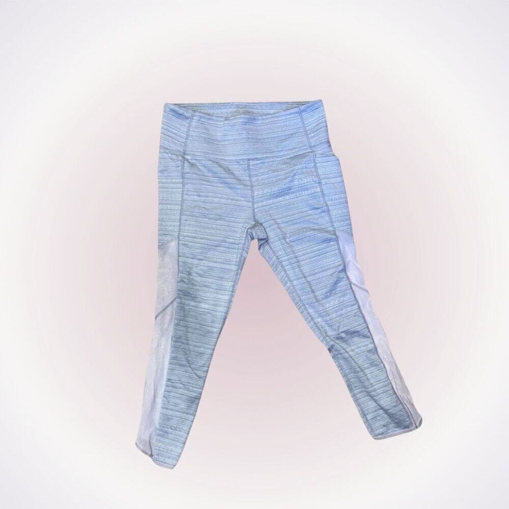 Athleta Cropped Gray and Mesh Leggings | Sz L